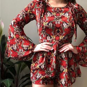 Psychedelic Bell Sleeve Jumpsuit/Romper